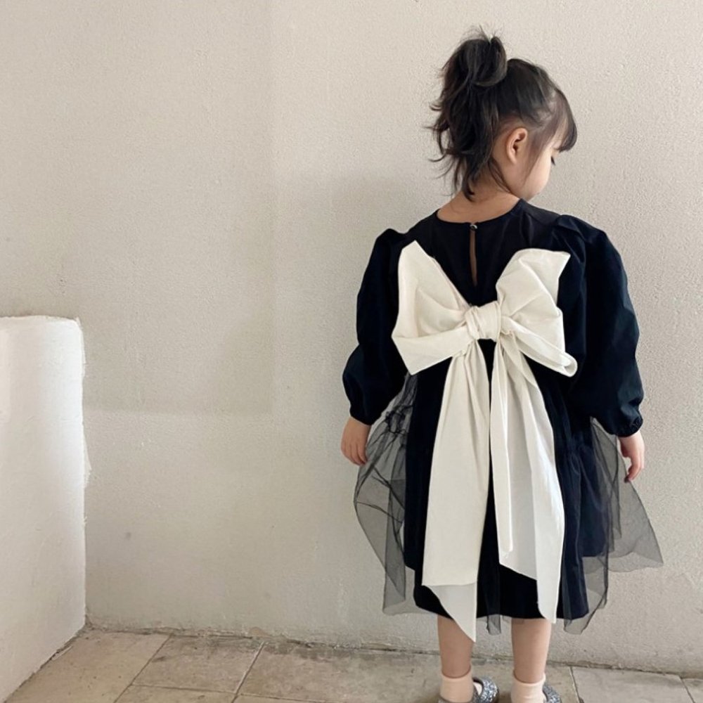 Toddler Black Dress, Toddler Christmas Dress, Toddler Holiday Dress, Toddler Bow